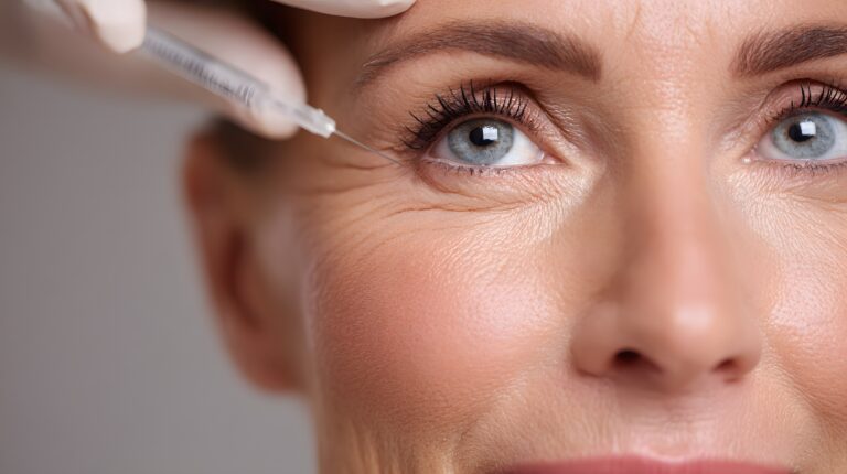 Nurse injector treating crow’s feet with Botox at Essentia in Fayetteville, GA