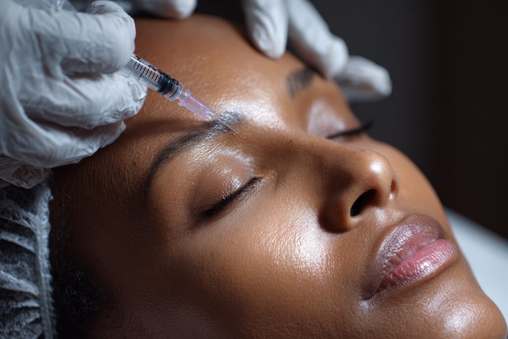 Injector performing Botox forehead lift treatment at Essentia in Fayetteville, GA