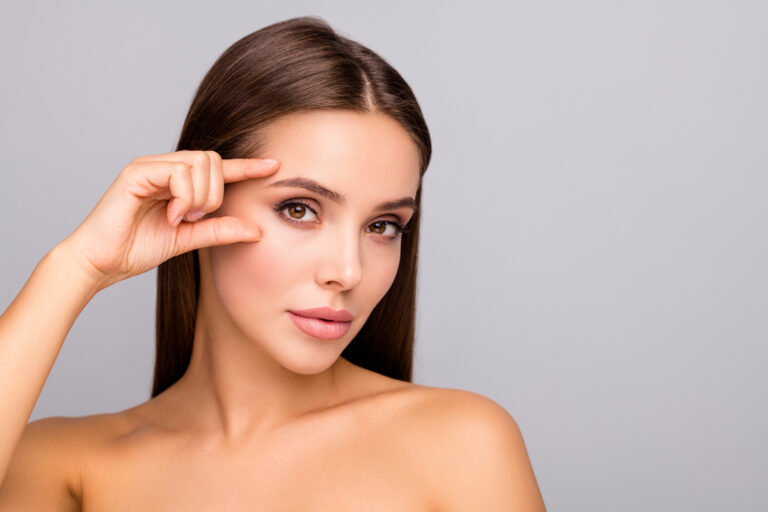 Close-up of Botox brow lift results with brighter, more open eyes